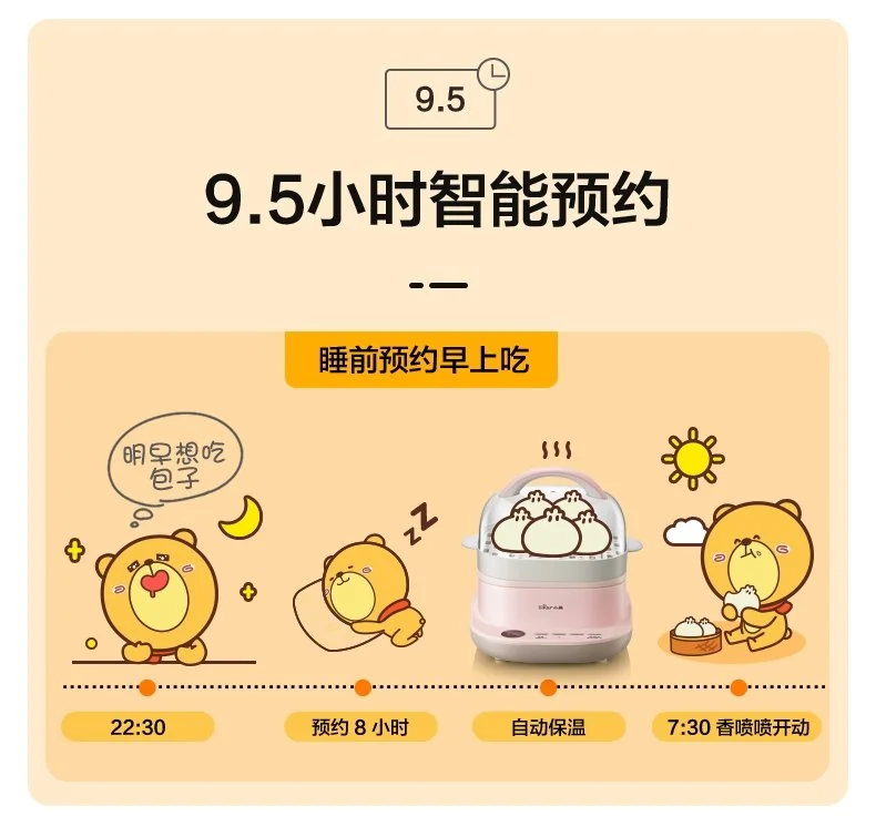 Bear mini rice noodle machine, Electric steamer, CFJ-A30Q3, Double drawer type detail image 13