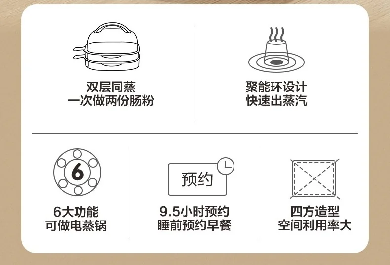 Bear mini rice noodle machine, Electric steamer, CFJ-A30Q3, Double drawer type detail image 2