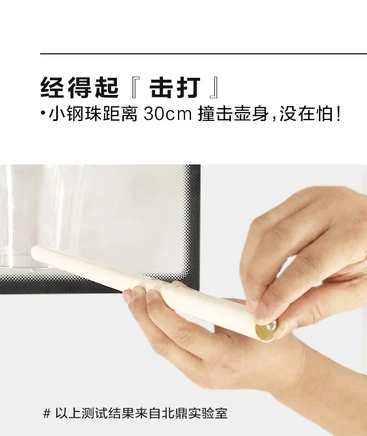 【包邮】Buydeem北鼎 玻璃凉水壶Glass-Jug 耐高温果汁壶带柄 大容量冷水壶 家用水具 1200ml 详情图 12