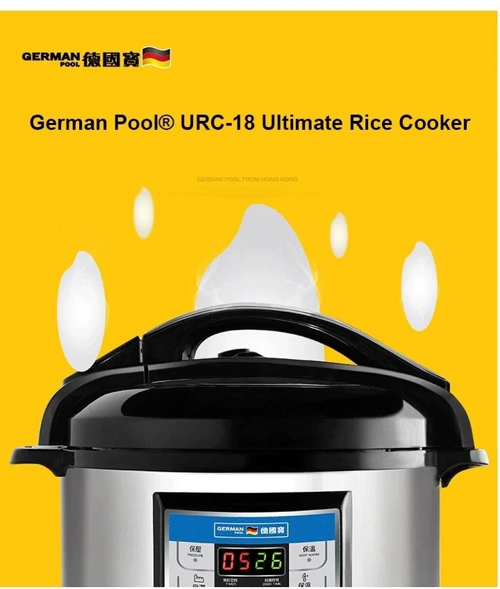 German Pool® URC-18 8 Litre Ultimate Rice Cooker Free shipping to US & Canada detail image 1