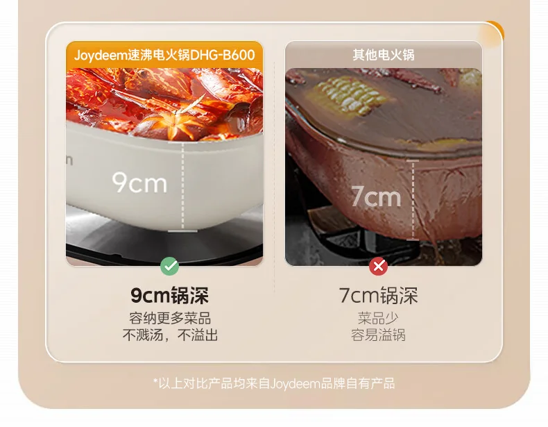 Joydeem速沸鸳鸯电火锅DHG-B600 分体式鸳鸯锅 家用电火锅 电煮锅 6L大容量 detail image 9