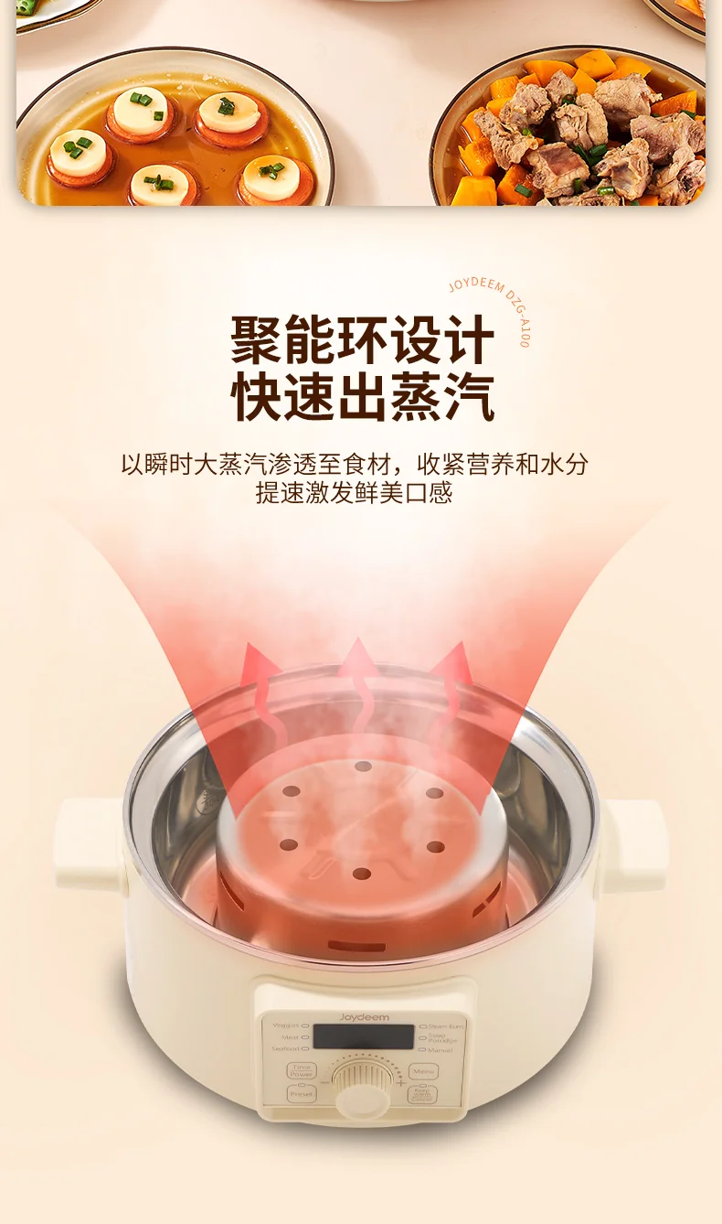Joydeem 双层不锈钢电蒸锅分体式多用途锅 预约定时保温带防干烧 25.5CM 详情图 6