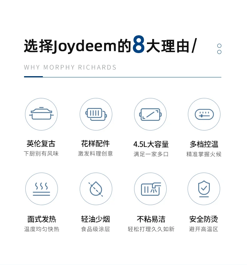 Joydeem多功能锅料理锅 电火锅JD-HG9088G 薄荷绿 标配：深锅盘+牛扒盘+蒸盘 4.5L 详情图 3