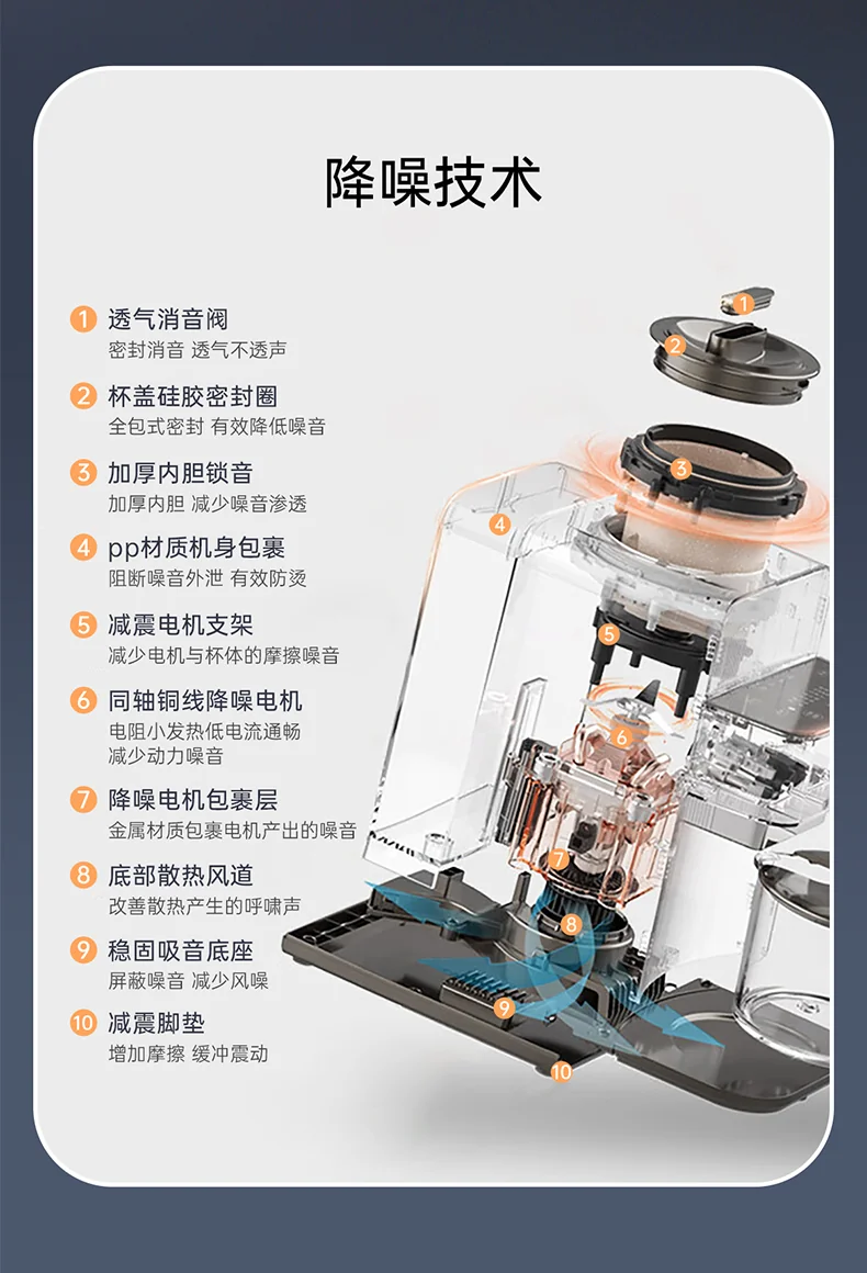 Joydeem full-automatic hand free soybean milk machine JD-PB270 intelligent heating bass wall breaker household multi-function cooking machine integrated intelligent gray detail image 13