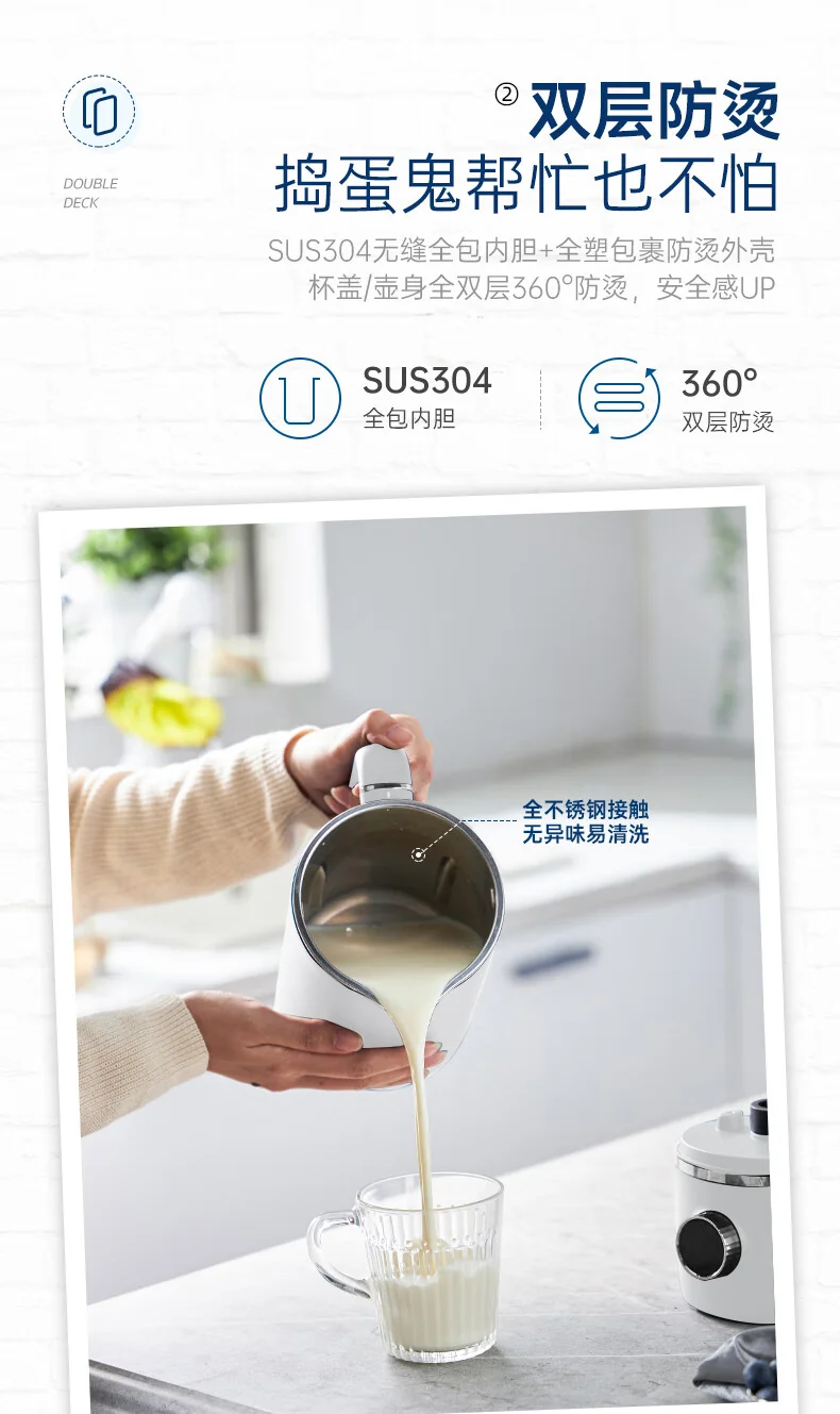 Joydeem  豆浆机 家用破壁机 全自动清洗免过滤 低音降噪 多功能菜单可预约 白色 detail image 12