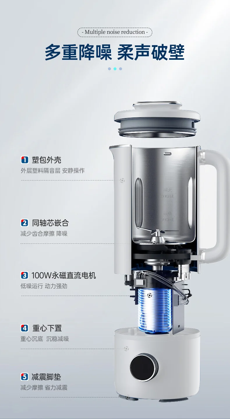 Joydeem  豆浆机 家用破壁机 全自动清洗免过滤 低音降噪 多功能菜单可预约 白色 detail image 14