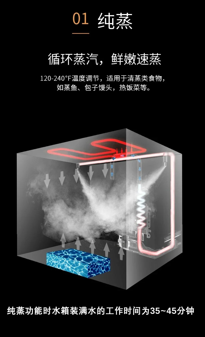 Joydeem 家用多功能台式蒸烤箱 蒸烤一体机JD-S40T 蒸箱/烤箱/空气炸锅/发酵机 38L 详情图 5