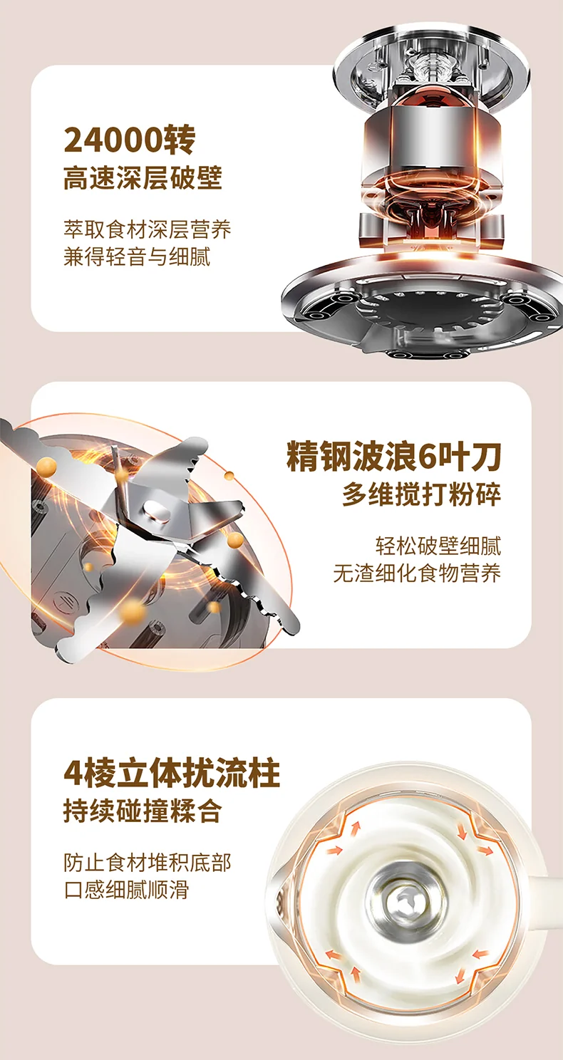 Joydeem 迷你破壁豆浆机PBJ-A60 多功能 可打坚果奶 0.6L适合1-2人小家庭 detail image 8