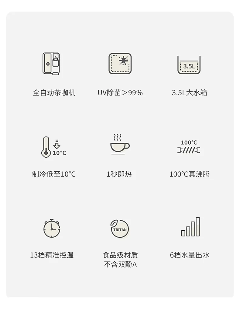 Joydeem 智能全自动冷热饮水机茶咖机 YSJ-B350 饮水泡茶咖啡三合一 快速制冷 3.5L 详情图 4