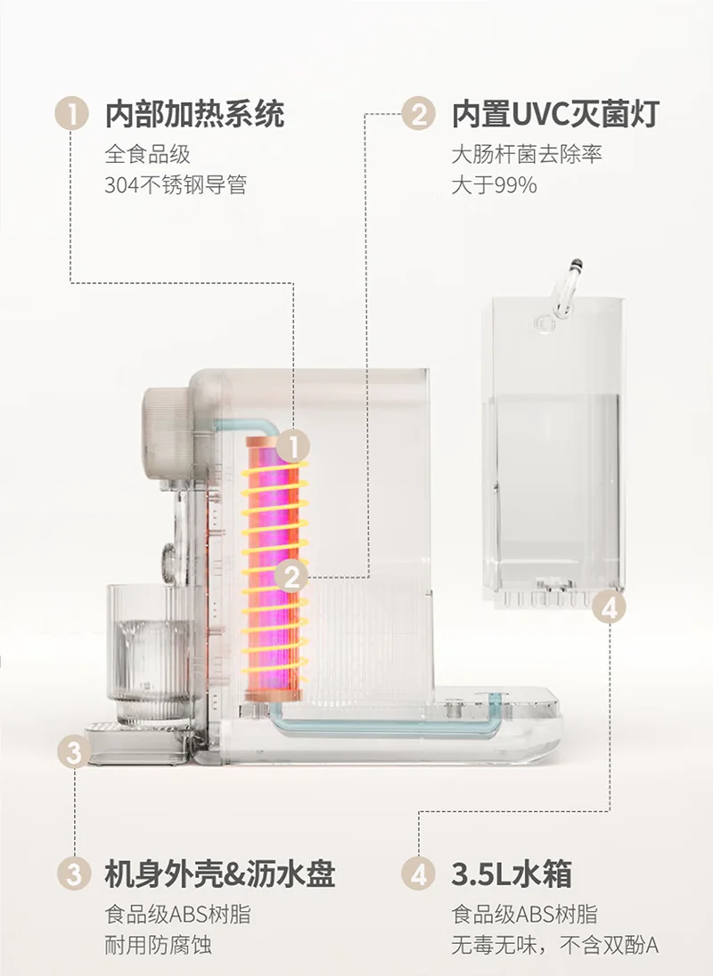 Joydeem 智能全自动冷热饮水机茶咖机 YSJ-B350 饮水泡茶咖啡三合一 快速制冷 3.5L 详情图 26