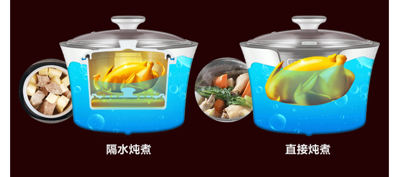 天际最新款全自动隔水电炖盅3.2L 2-6人DGD32-32EG 一锅四胆 不锈钢内胆 详情图 7