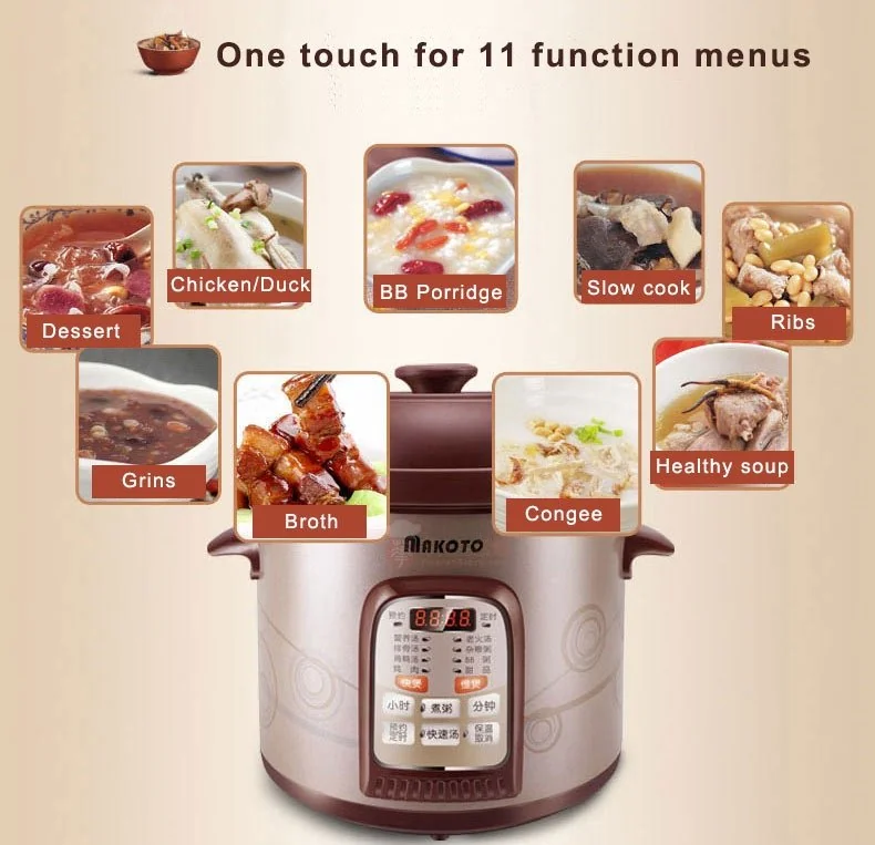 Makoto Purple Clay Electronic Cooker DGD40-40SWD 4L detail image 8