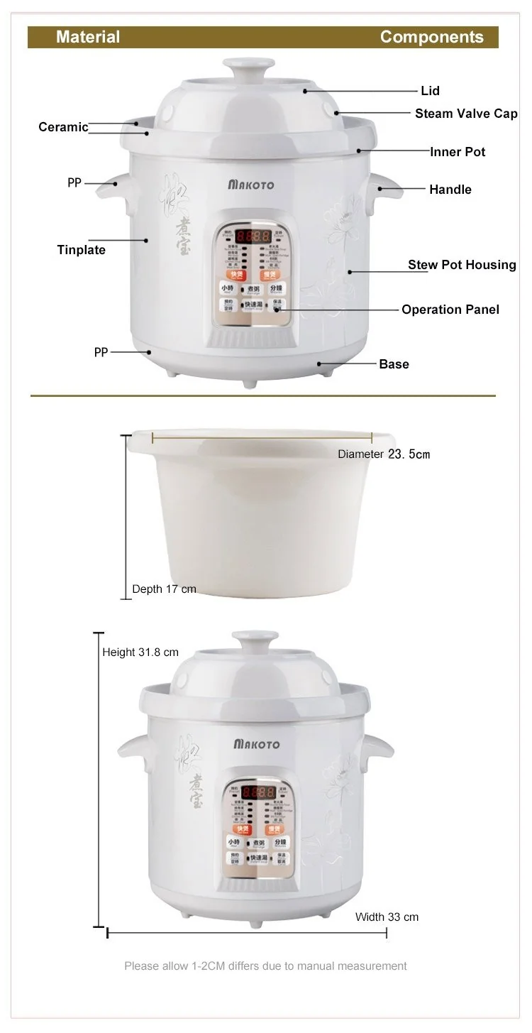 Makoto White Porcelain Electronic Cooker DGD50-50CWD 5L detail image 14