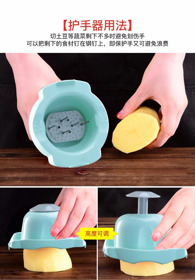 Migecon Multi-function cutting vegetable artifact grater Gray,7 kinds of blades, green detail image 12
