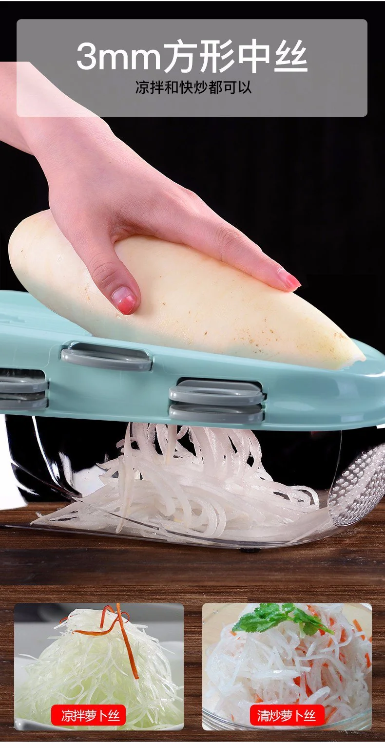 Migecon Multi-function cutting vegetable artifact grater Gray,7 kinds of blades, green detail image 4