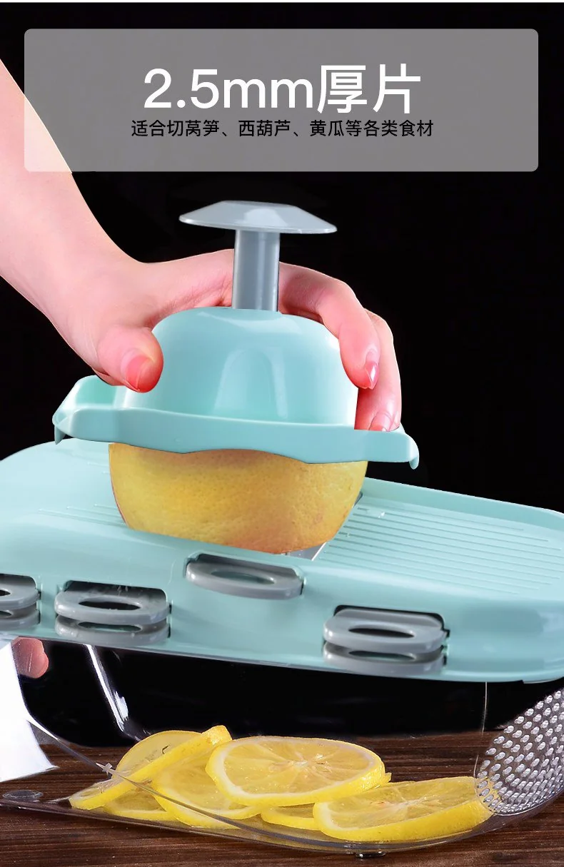 Migecon Multi-function cutting vegetable artifact grater Gray,7 kinds of blades, green detail image 8