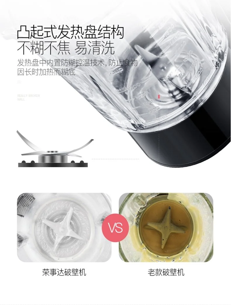Royalstar荣事达 养生破壁料理机 RZ-1308H 多功能家用豆浆机榨汁机 可加热 详情图 17