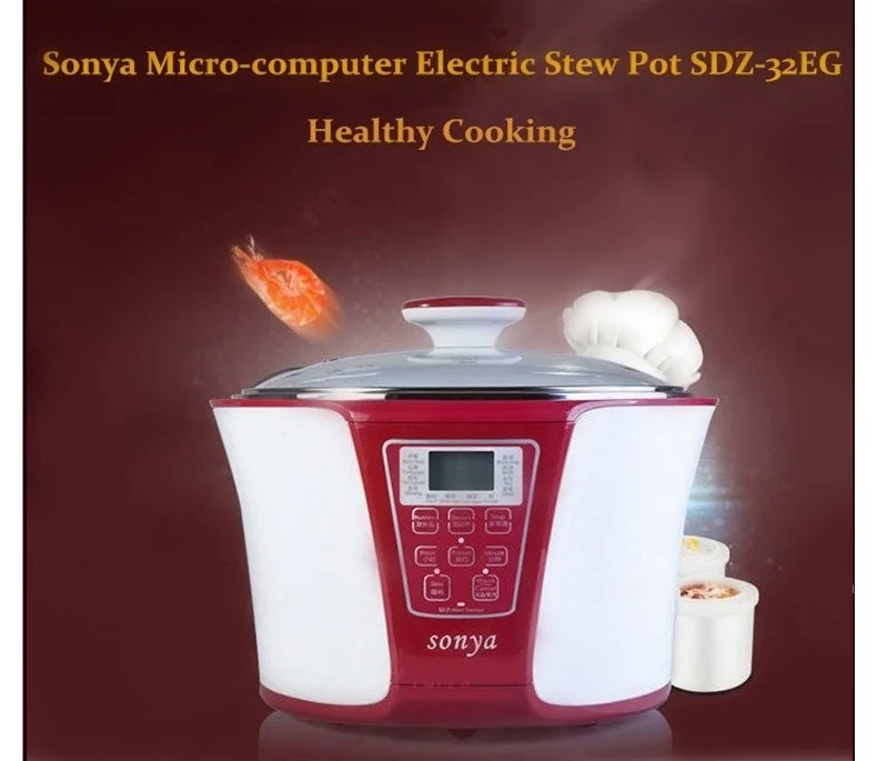 Sonya Automatic Electric Stew Pot SDZ-32EG with 4 Ceramic Inner Pots detail image 1