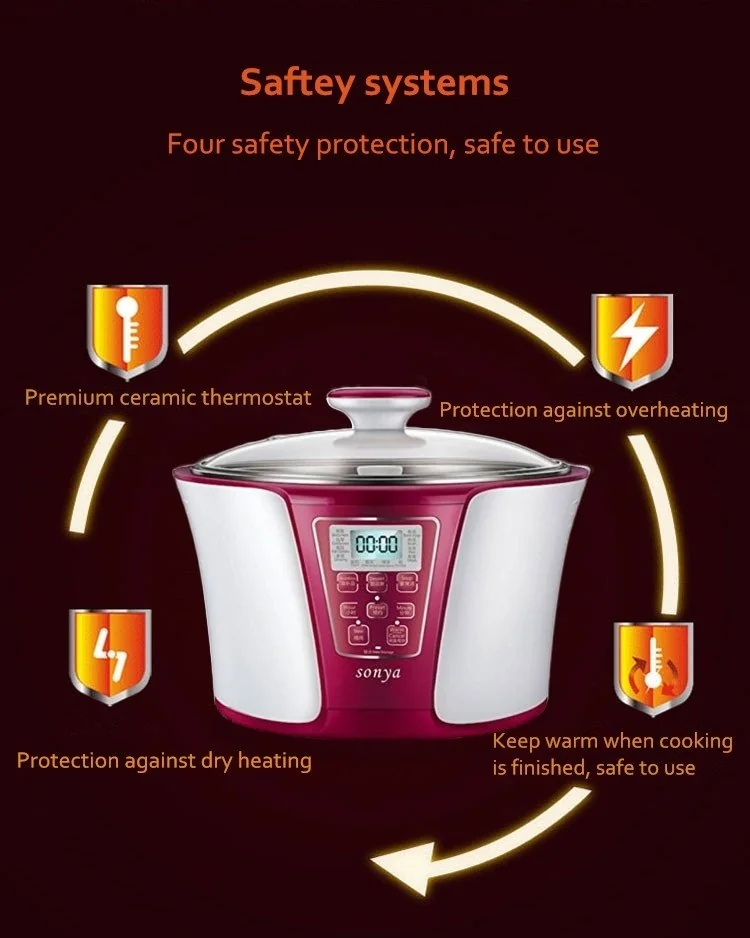 Sonya Automatic Electric Stew Pot SDZ-32EG with 4 Ceramic Inner Pots detail image 11