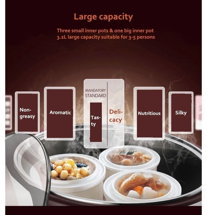 Sonya Automatic Electric Stew Pot SDZ-32EG with 4 Ceramic Inner Pots detail image 9