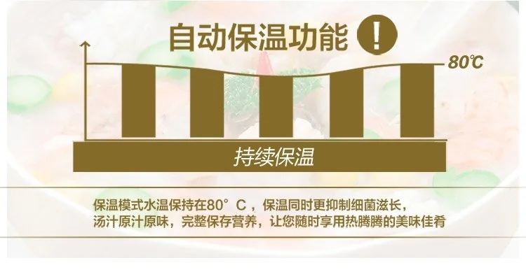 Makoto全自动白瓷电炖锅5L 4-7人DGD50-50CWD  智能快慢炖 全程无须看管 养生首选 详情图 15