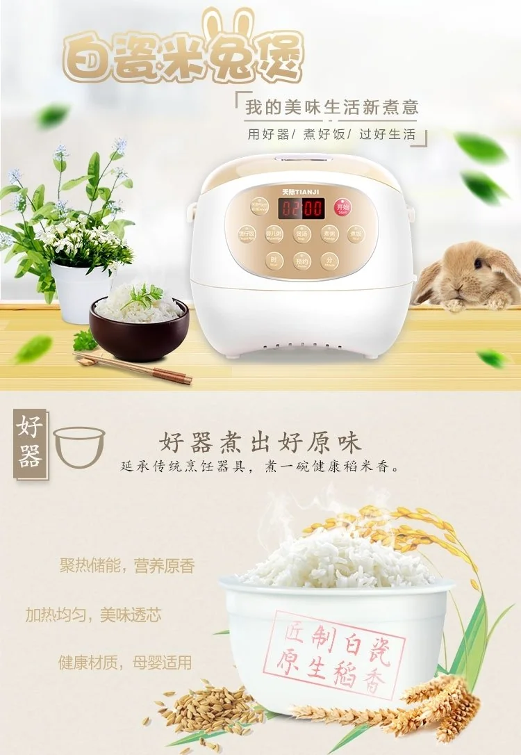 TIANJI天际智能迷你电饭煲FD20D 2L  优质陶瓷内胆 不粘不串味 详情图 1