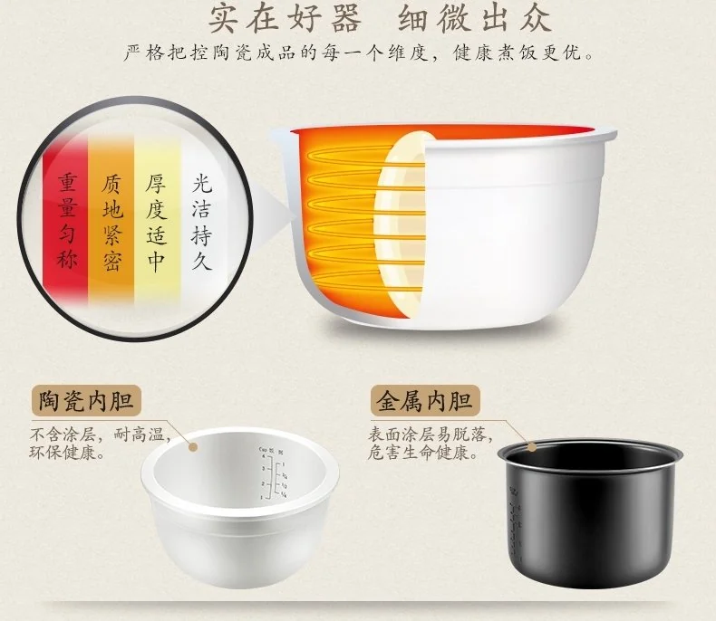 TIANJI天际智能迷你电饭煲FD20D 2L  优质陶瓷内胆 不粘不串味 详情图 3