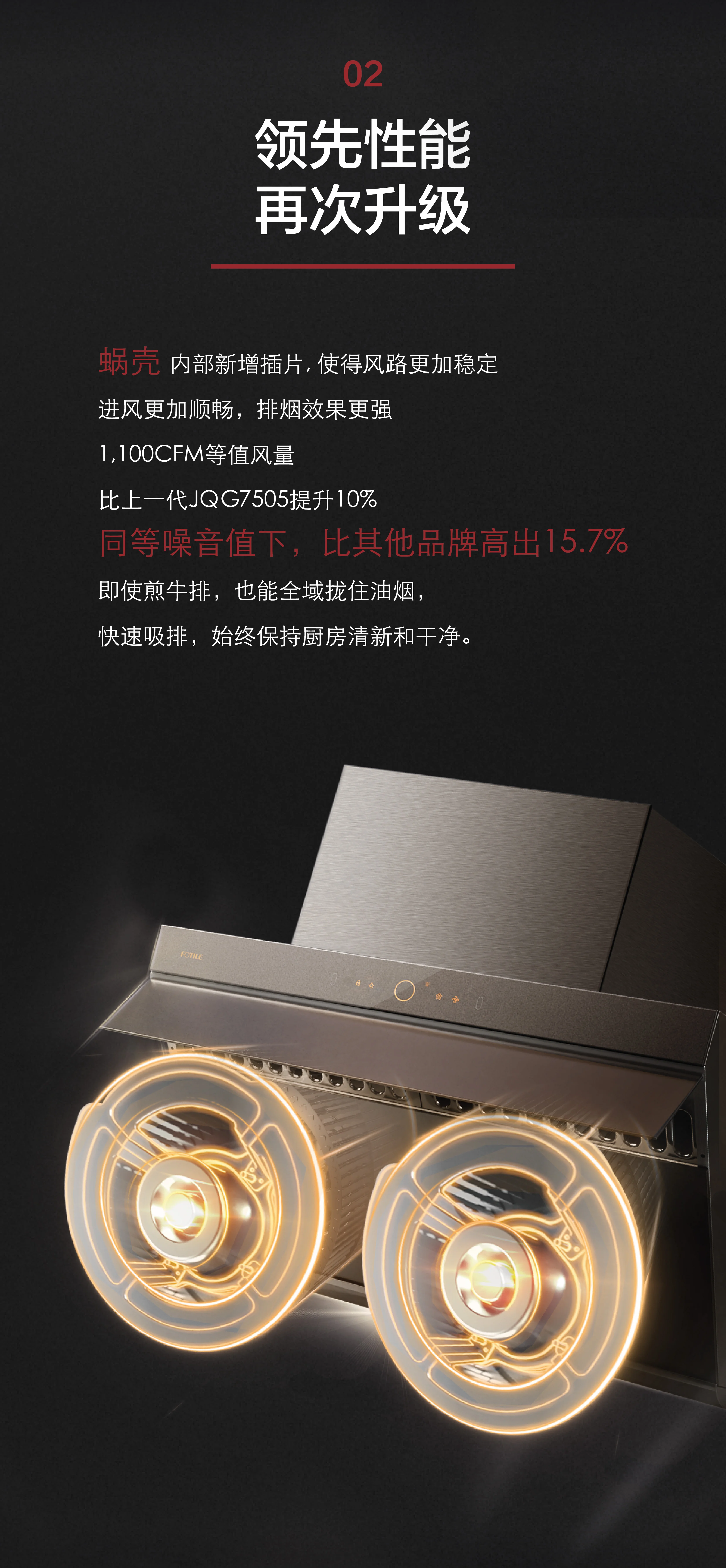 FOTILE方太 玥影系列-智能爆炒侧吸油烟机 JQG7507-Y家用大风量抽油烟机 detail image 3