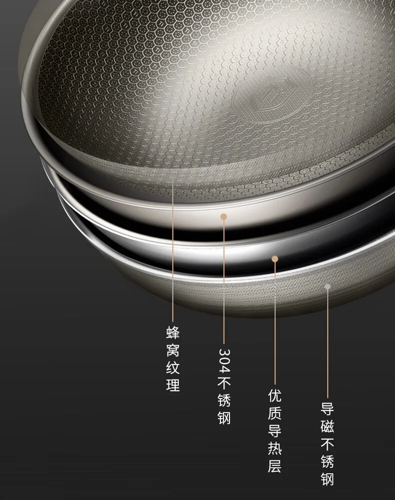 康巴赫第七代真钛蜂窝锅家用炒锅不锈钢不粘锅炒菜锅 32CM 详情图 13