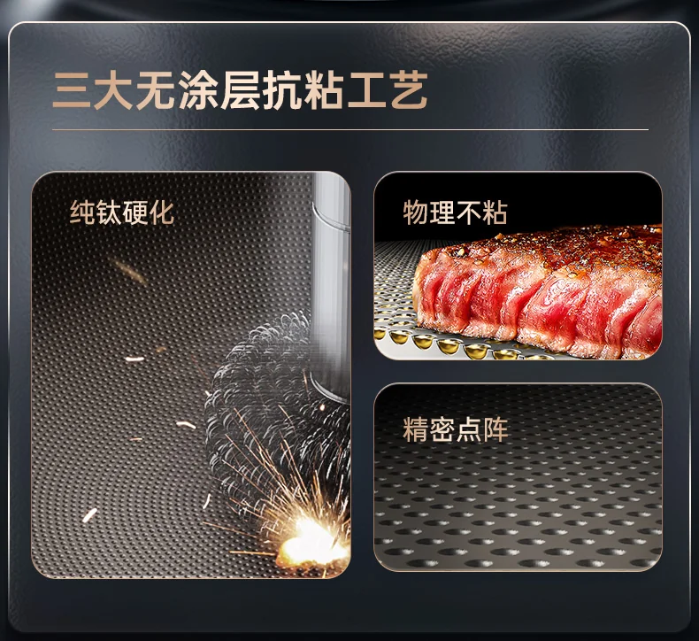 康巴赫 炒锅 无涂层钛不粘锅家用少油烟平底炒菜锅电磁炉明火通用 新品无涂层钛不粘锅 32cm 详情图 2