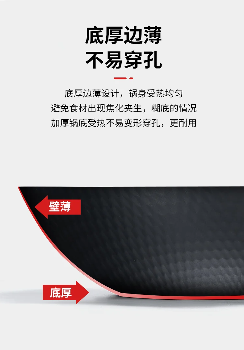Wang Yuanji Nano Lightweight Iron Pan Homemade Uncoated Flat Bottom WYJ-QG Uncoated less oily smoke 30cm （without lid） detail image 5