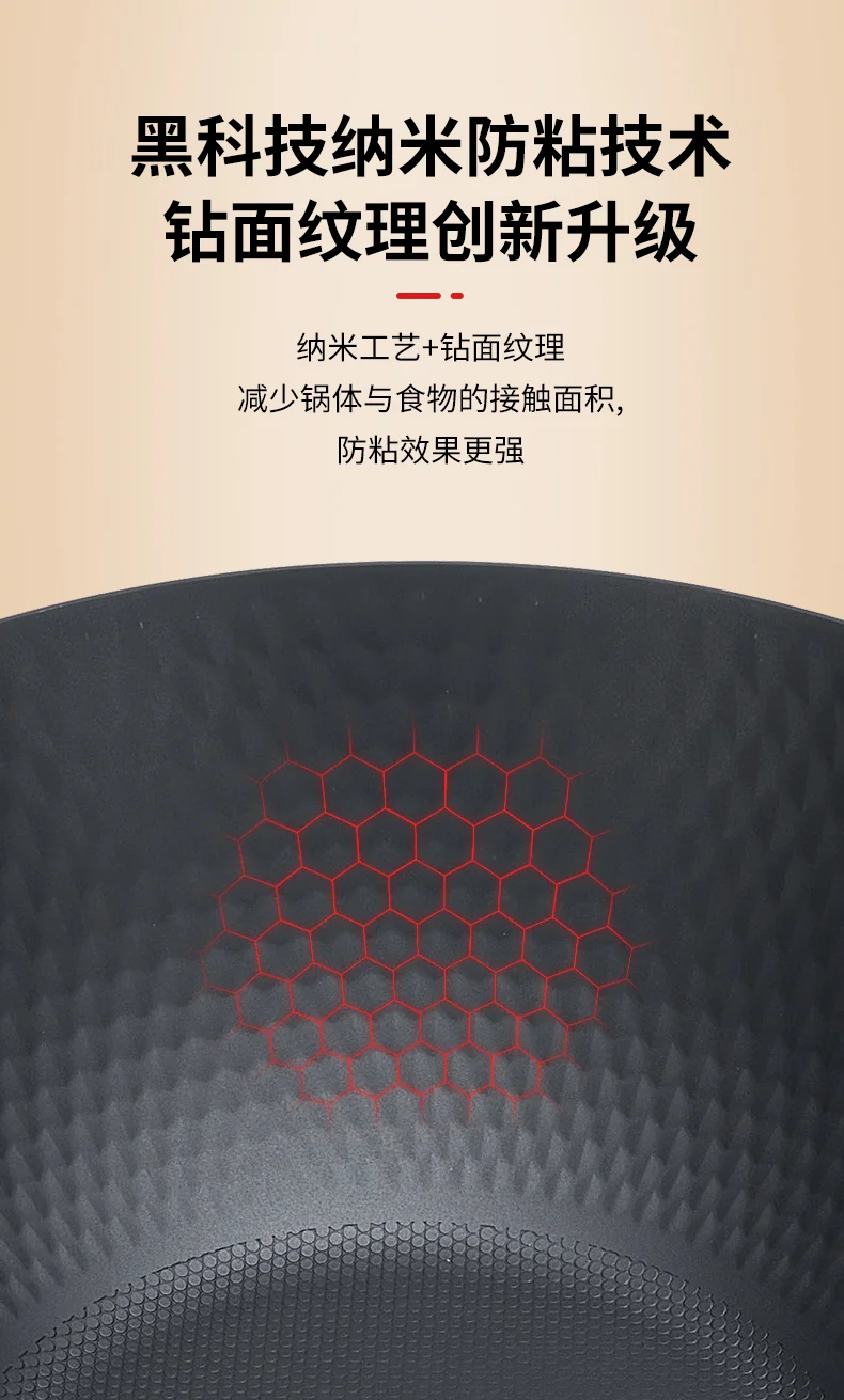 Wang Yuanji Nano Lightweight Iron Pan Homemade Uncoated Flat Bottom WYJ-QG Uncoated less oily smoke 30cm （without lid） detail image 7
